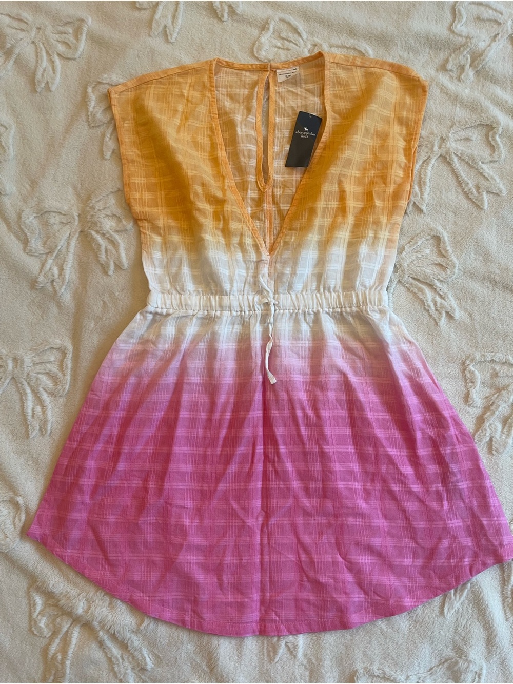 Abercrombie Girls Yellow Plaid Tie Swim‎ Coverup size 13/14 New